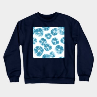 Shibori Kumo tie dye caribbean blue dots over white Crewneck Sweatshirt